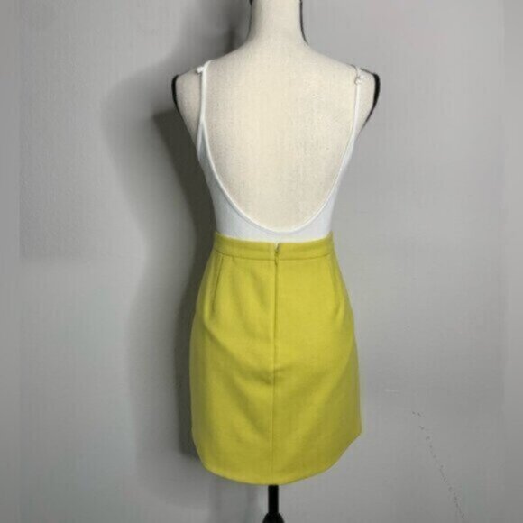 J. Crew Citron Yellow Zip Pocket Wool Mini Pencil Skirt - Picture 6 of 16